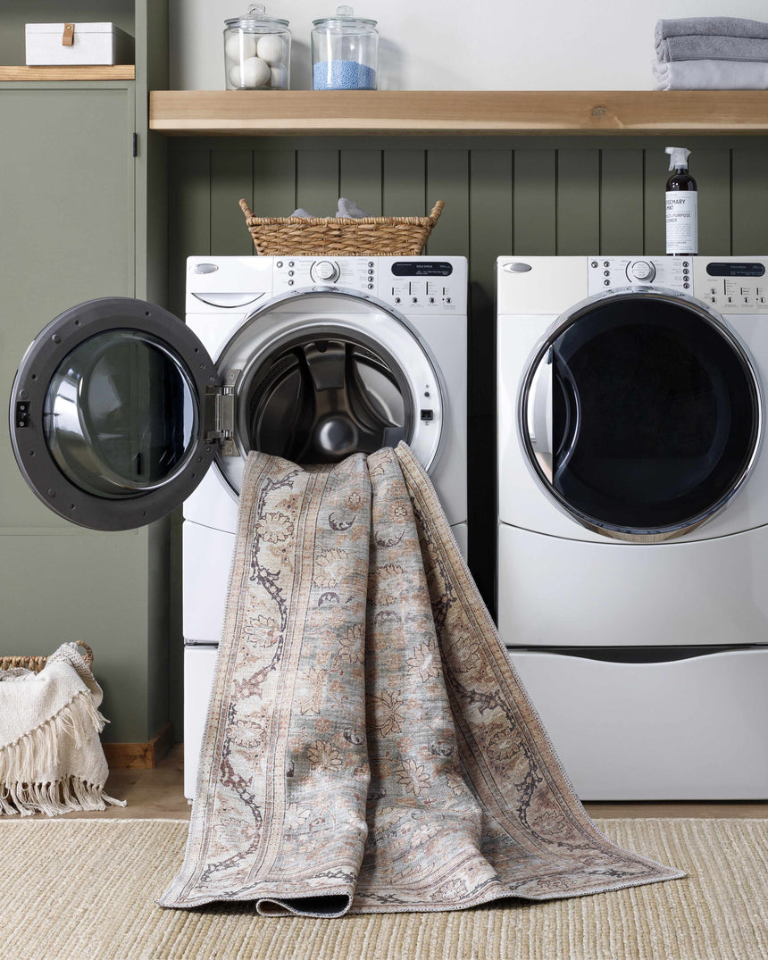 Zamir Vintage Flat Pile Washable Rug