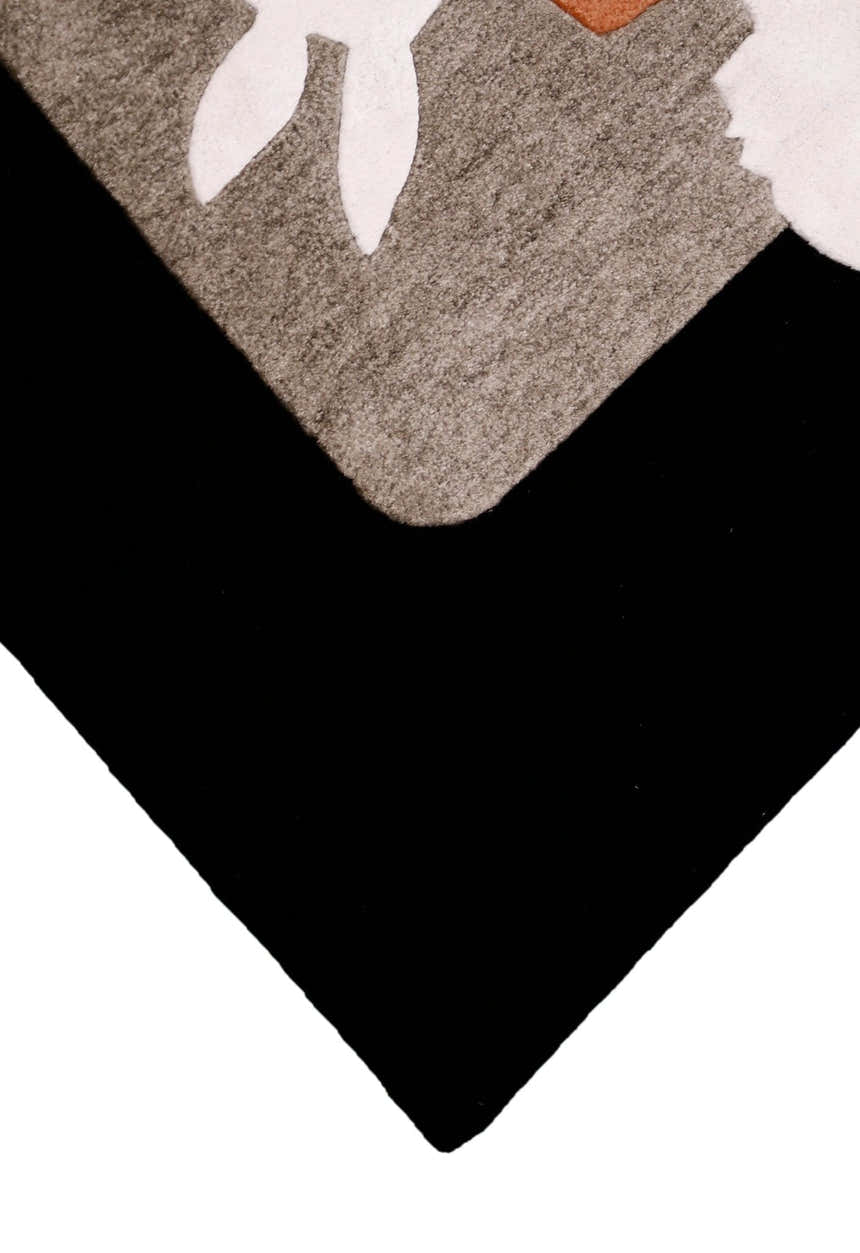 A Women Rider Horse Ivory And Black Hand Tufted 5x8 Wool Area Rug