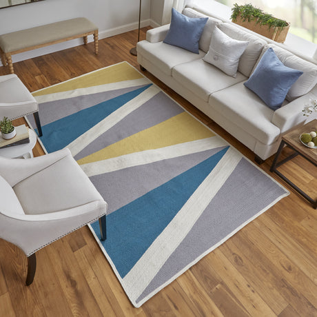 Feizy Clare Transitional Geometric - Gray/Yellow/Blue Area Rug - Clearance