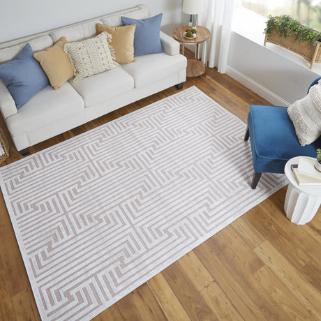 Feizy Saphir Mira Modern Geometric - Pink/White Area Rug - Clearance