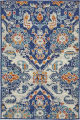 Close-up of the Nourison Passion Blue Multicolor rug, featuring a detailed bohemian pattern and vibrant colors.