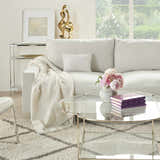 Mina Victory Sofia Beaded Tassels White Indoor Throw Pillow - Clearance