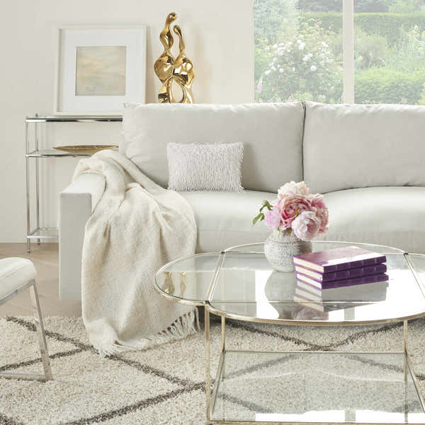Mina Victory Sofia Beaded Tassels White Indoor Throw Pillow - Clearance