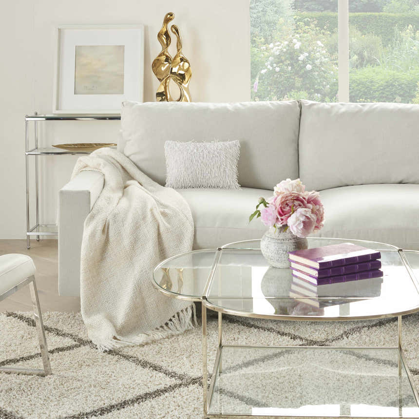 Mina Victory Sofia Beaded Tassels White Indoor Throw Pillow - Clearance