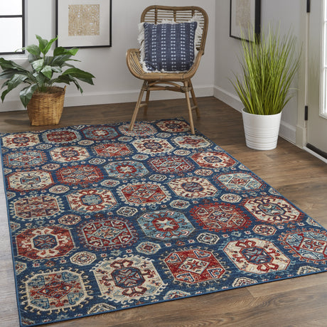 Feizy Nolan Transitional Patchwork - Blue/Red/Tan Area Rug - Clearance