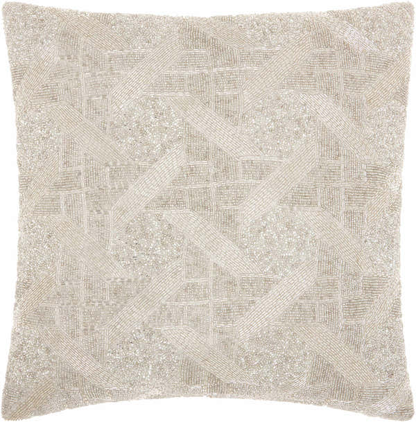 Mina Victory Sofia Beaded Basket Weave Silver Indoor Throw Pillow - Clearance