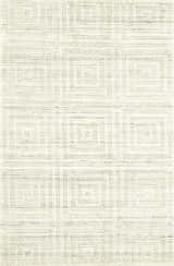 Close-up of Feizy Gramercy Ivory Area Rug. Hand-woven viscose rug with a modern geometric square pattern. Design-Rectangle