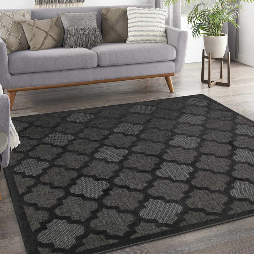 Nourison Easy Care Charcoal Black Modern Area Rug