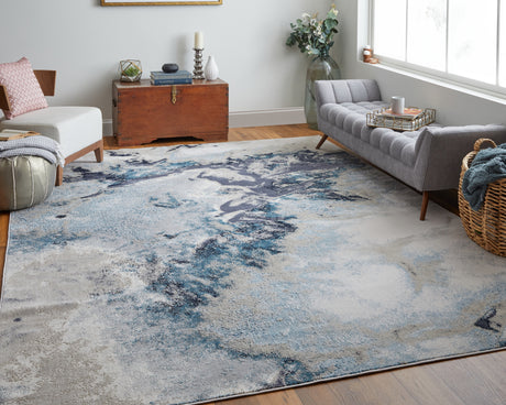 Feizy Astra Transitional Abstract - Blue/Gray/Ivory Area Rug