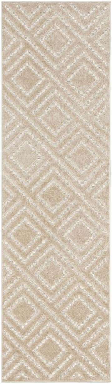 Close-up of the Nourison Care Free Beige rug, showcasing its diamond pattern and soft, neutral tones.