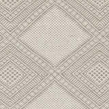 Close up of the Aanislag Cream Wool Runner featuring a gray geometric diamond pattern and hand woven texture. Swatch