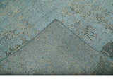 Abstract Design Blue, Beige And Gray 8x10 Hand Knotted Wool and Bamboo Silk Rug
