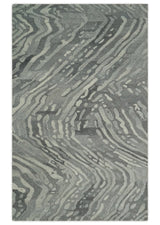 Abstract Modern Hand Tufted 2x3, 3x5, 5x8, 6x9, 8x10 and 9x12 Woolen Beige, Silver and Gray Area Rug | MIR3