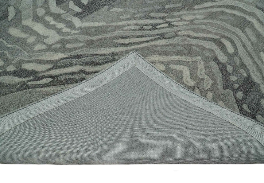Abstract Modern Hand Tufted 2x3, 3x5, 5x8, 6x9, 8x10 and 9x12 Woolen Beige, Silver and Gray Area Rug | MIR3