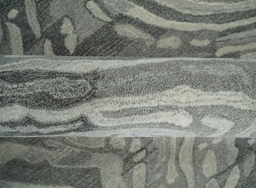 Abstract Modern Hand Tufted 2x3, 3x5, 5x8, 6x9, 8x10 and 9x12 Woolen Beige, Silver and Gray Area Rug | MIR3