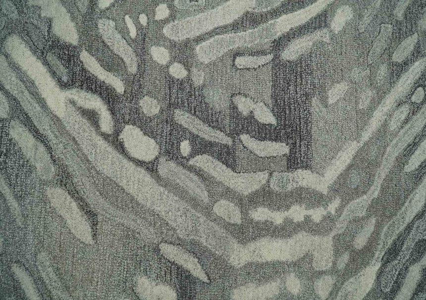 Abstract Modern Hand Tufted 2x3, 3x5, 5x8, 6x9, 8x10 and 9x12 Woolen Beige, Silver and Gray Area Rug | MIR3