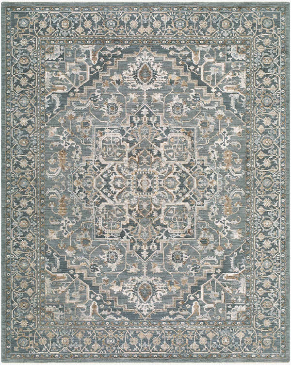 Sample Yoyei Teal Medallion Modern Area Rug