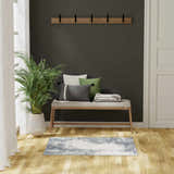 Entryway with a bench and the Nourison Dekor Grey Navy Modern Indoor Area Rug.