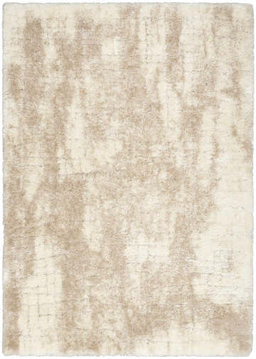 Close-up of the Nourison Dreamy Shag Ivory Beige rug. Soft, plush shag texture with subtle chestnut color variations.