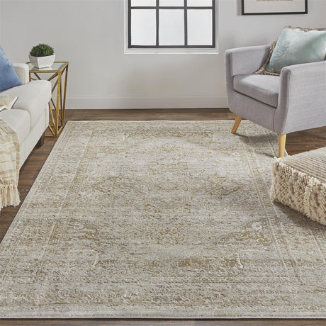 Feizy Aura Modern Oriental - Ivory/Gold Area Rug