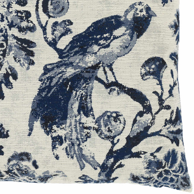 Agricola Navy Floral Bird Throw Pillow