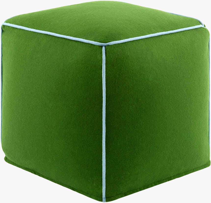 Dudo Green Wool Pouf Ottoman