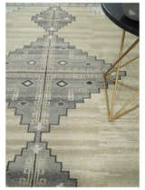 All Natural Wool Hand Knotted Gray , Beige and Ivory Traditional Heriz Serapi Multi Size wool Area Rug, Kids, Living Room and Bedroom Rug