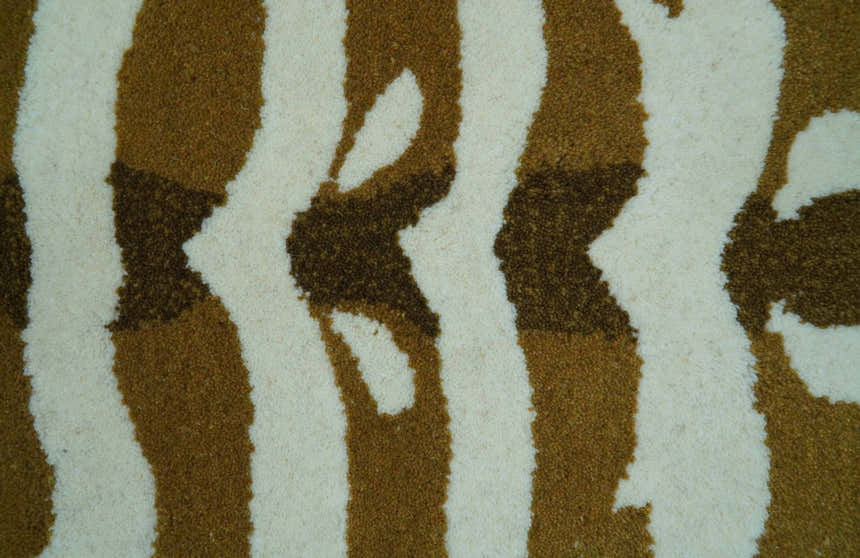 Animal Deer Brown Hand Tufted 3x5 Wool Area Rug