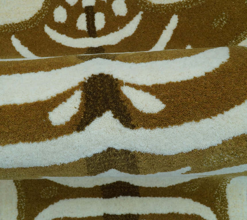 Animal Deer Brown Hand Tufted 3x5 Wool Area Rug