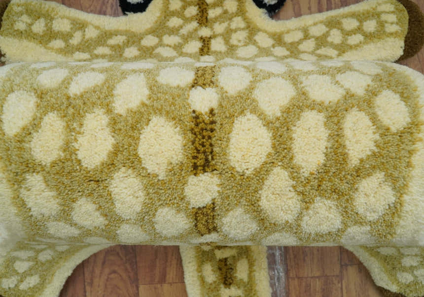 Animal Giraffe Brown Hand Tufted 2x3 Wool Area Rug