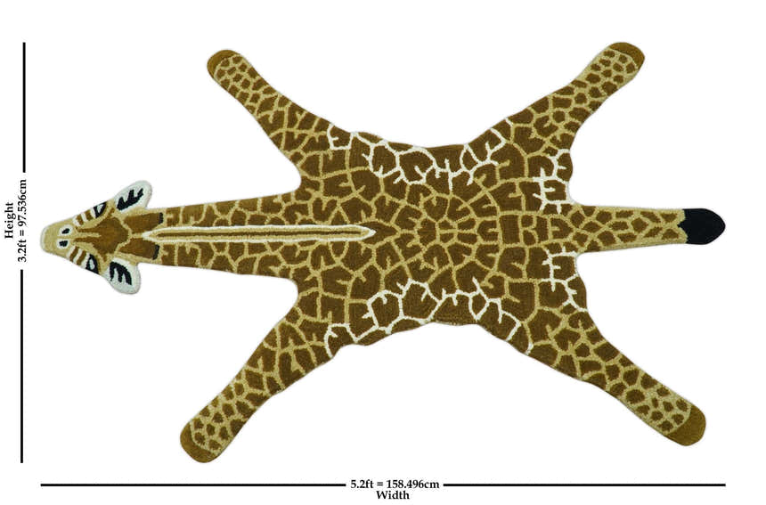 Animal Giraffe Brown Hand Tufted 3x5 Wool Area Rug