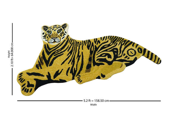 Animal Gold Tiger 3x5 Hand Tufted Wool Area Rug