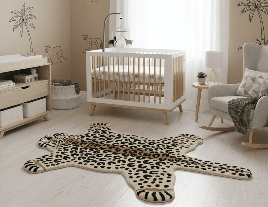 Animal Leopard Beige Hand Tufted 3x5 Wool Area Rug