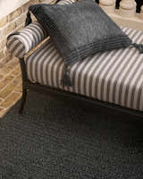 Linex Black Linear Pattern Modern Recycled PET Yarn Outdoor Accent Pillow - Clearance