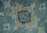 Antique Hand Knotted Oushak Gray and Silver Traditional wool Area Rug