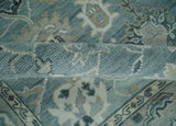 Antique Hand Knotted Oushak Gray and Silver Traditional wool Area Rug