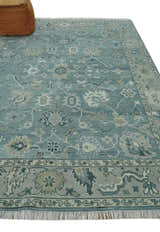 Antique Hand Knotted Oushak Gray and Silver Traditional wool Area Rug