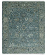 Antique Hand Knotted Oushak Gray and Silver Traditional wool Area Rug