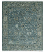 Antique Hand Knotted Oushak Gray and Silver Traditional wool Area Rug