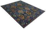 Custom Made Antique look Traditional Ikat Large Design Gray, Rust and Blue Hand knotted Oushak wool Area Rug
