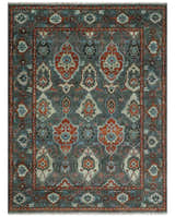 Antique look Gray, Rust and Ivory Hand knotted Traditional Oushak Multi Size Area Rug