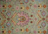 Vintage Style Rust, Pink and Blue Hand Knotted Traditional Oushak Multi Size wool Area Rug