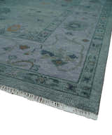 Antique Hand Knotted Charcoal and Gray Traditional Oushak wool Area Rug