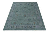 Antique Hand Knotted Charcoal and Gray Traditional Oushak wool Area Rug