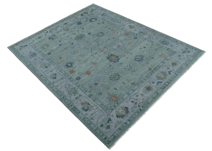 Antique Hand Knotted Charcoal and Gray Traditional Oushak wool Area Rug