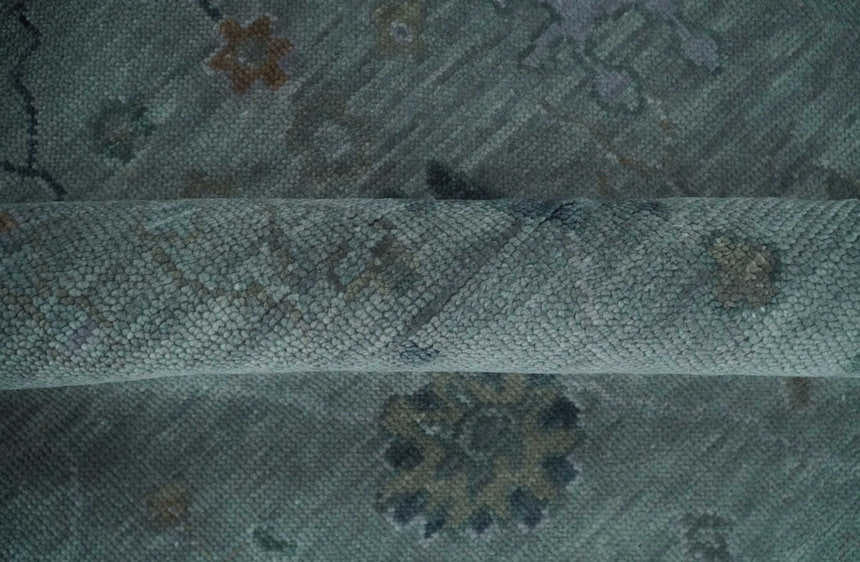 Antique Hand Knotted Charcoal and Gray Traditional Oushak wool Area Rug