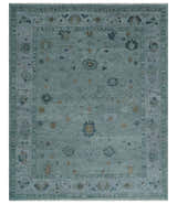 Antique Hand Knotted Charcoal and Gray Traditional Oushak wool Area Rug