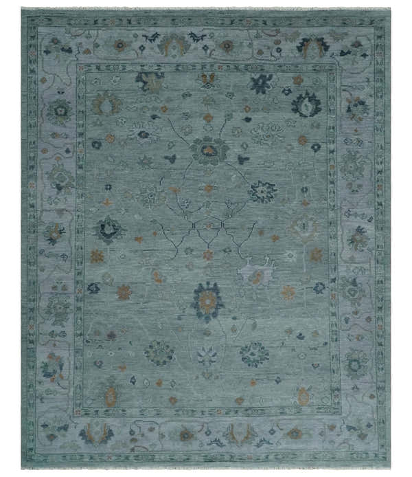 Antique Hand Knotted Charcoal and Gray Traditional Oushak wool Area Rug