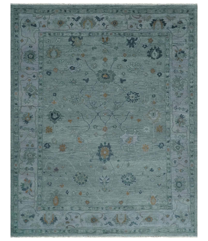 Antique Hand Knotted Charcoal and Gray Traditional Oushak wool Area Rug