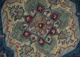 Antique look Maroon and Blue Hand Tufted Traditional Heriz Medallion Multi Size wool Area Rug